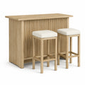 Bartisch-Set aus Eichenholz mit zwei weißen Hockern