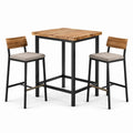 Metall-Bartisch-Set mit 2 Hockern Eichenholz