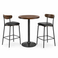 Runder Bartisch-Set Holz mit Metallhockern Braun/Schwarz