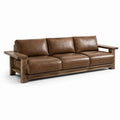 3-Sitzer Ledersofa Braun Massivholzrahmen