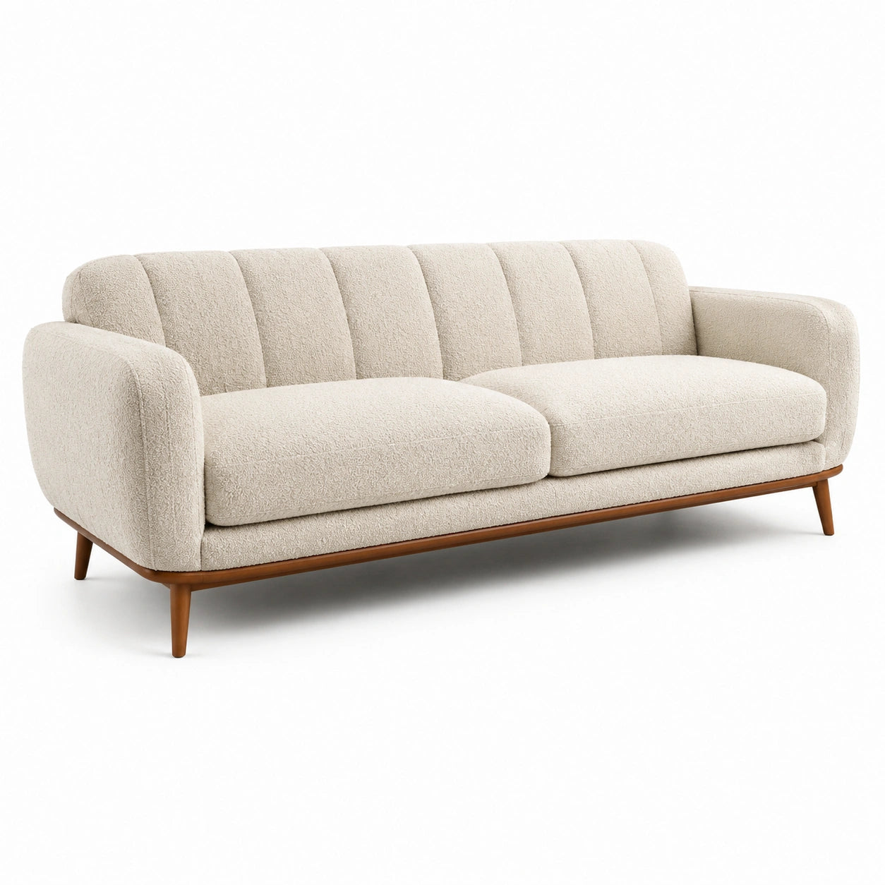 Dreiersofa Boucléstoff Holz 220cm