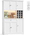FirFurd Küchenschrank mit Weinregal, Sideboard für Küche, LED Buffetschrank