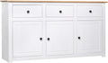 vidaXL Massivholz Panama-Kiefer Sideboard mit 3 Schubladen 3 Türen Kommode Beistellschrank Mehrzweckschrank Anrichte Schrank Weiß 135x40x80cm
