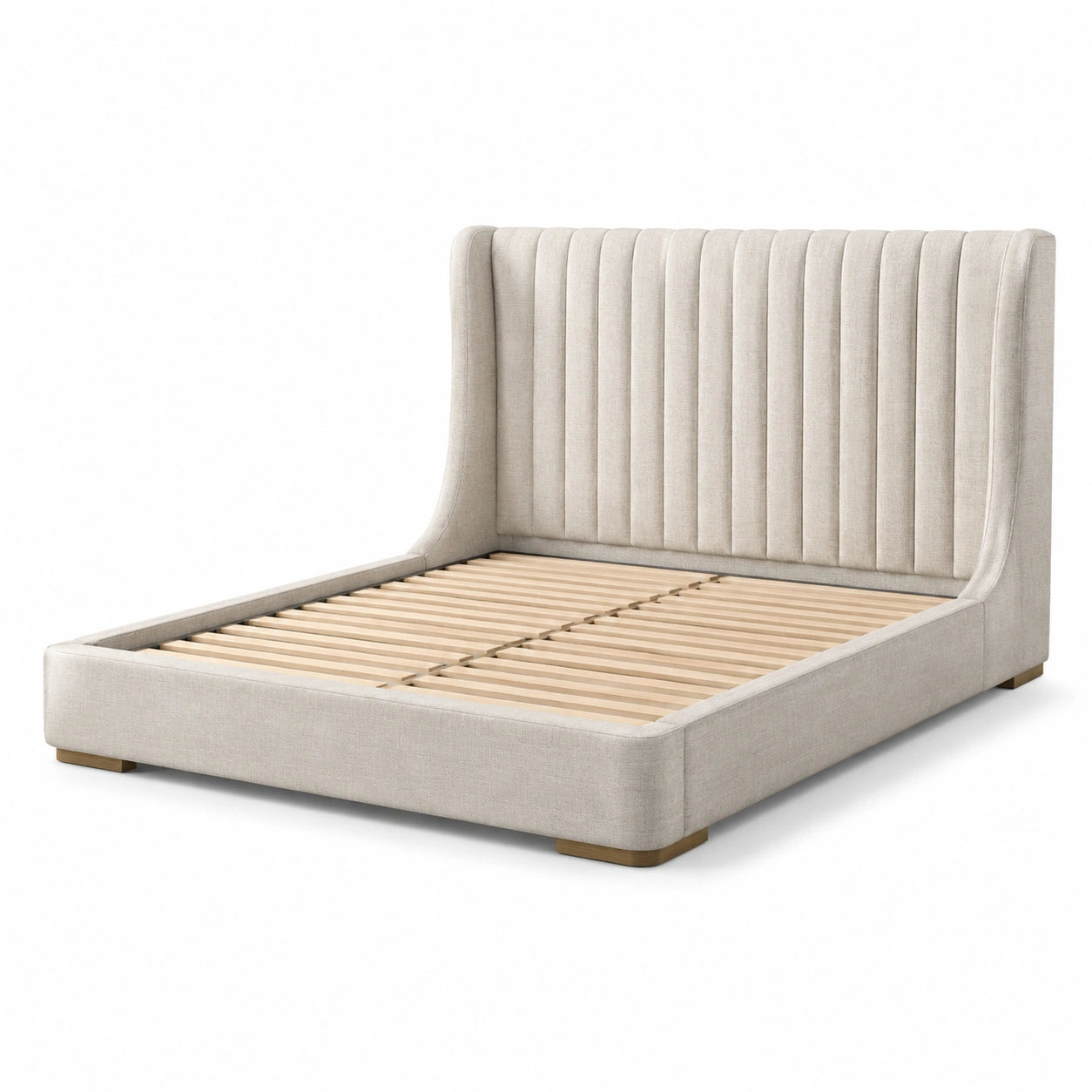 Doppelbett mit Stoffbezug und Kiefernholz 160x200 cm