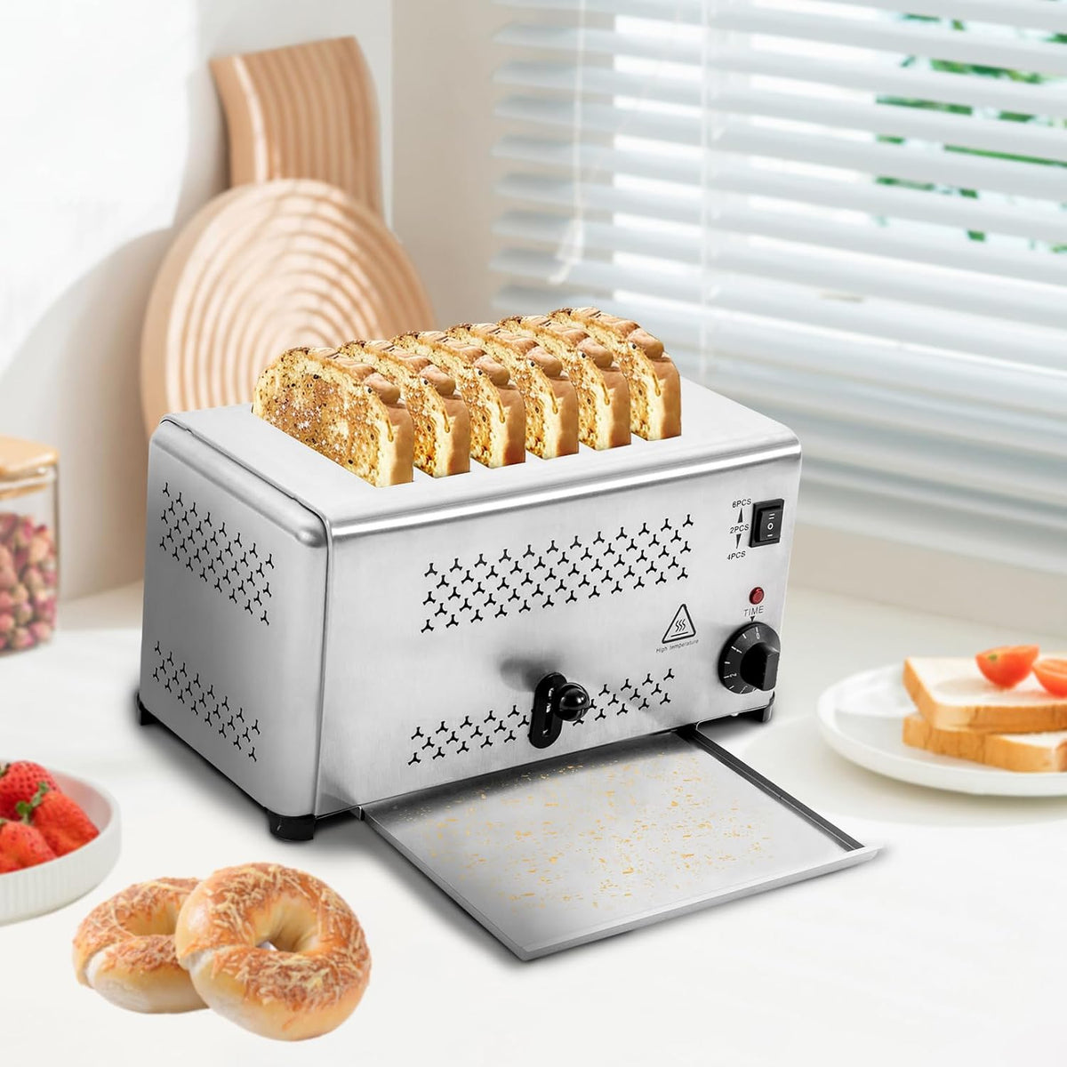 Toaster 6 Scheiben 3 Bräunungstufe 2400W Toaster Edelstahl
