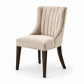 Esszimmerstuhl Leinen Beige mit Holzbeinen