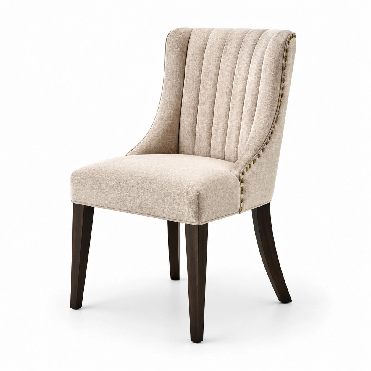 Esszimmerstuhl Leinen Beige mit Holzbeinen