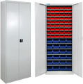 HEMMDAL Flügeltürenschrank mit Sichtlagerkästen, H195xB71xT30 cm, Grau