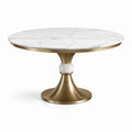Runder Marmor- und Metalltisch Weiß Gold 120 cm