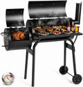 TLSUNNY Holzkohlegrill mit 2 Kammern, BBQ Smoker Grill mit Schornstein