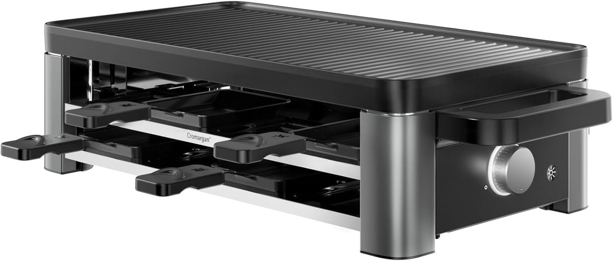 WMF Master Raclette Grill mit Keramikpfännchen und Schiebern, mit Ablage