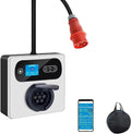 Portable EV Charger Wallbox Type 2, 22kW 3-Phase, 6A-32A Switchable, 1-15hr Delay Timer, WiFi APP Enabled