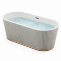 Freistehende ovale Badewanne mit Acryl-Innenschicht und Edelstahlbasis
