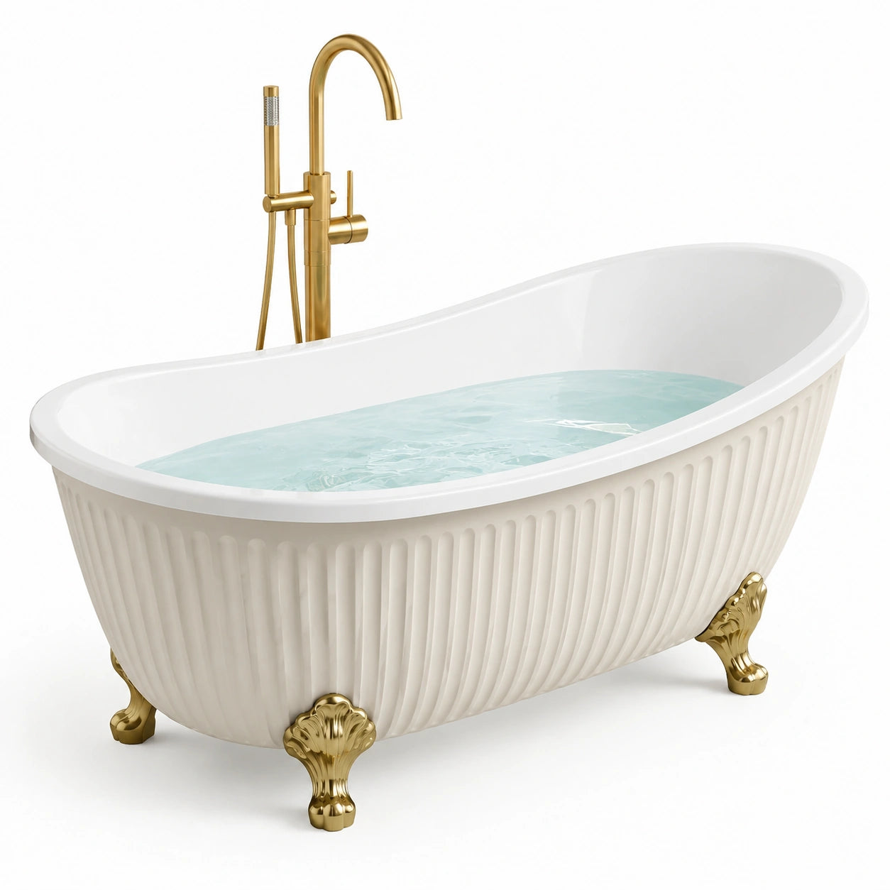 Freistehende Ovale Badewanne Acryl mit Messingfüßen