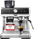 GASTROBACK Espresso Siebträgermaschine mit Mahlwerk inkl. Milchkännchen, Barista Kaffeemaschine mit Milchschäumer, Tamper und Edelstahl Siebträger