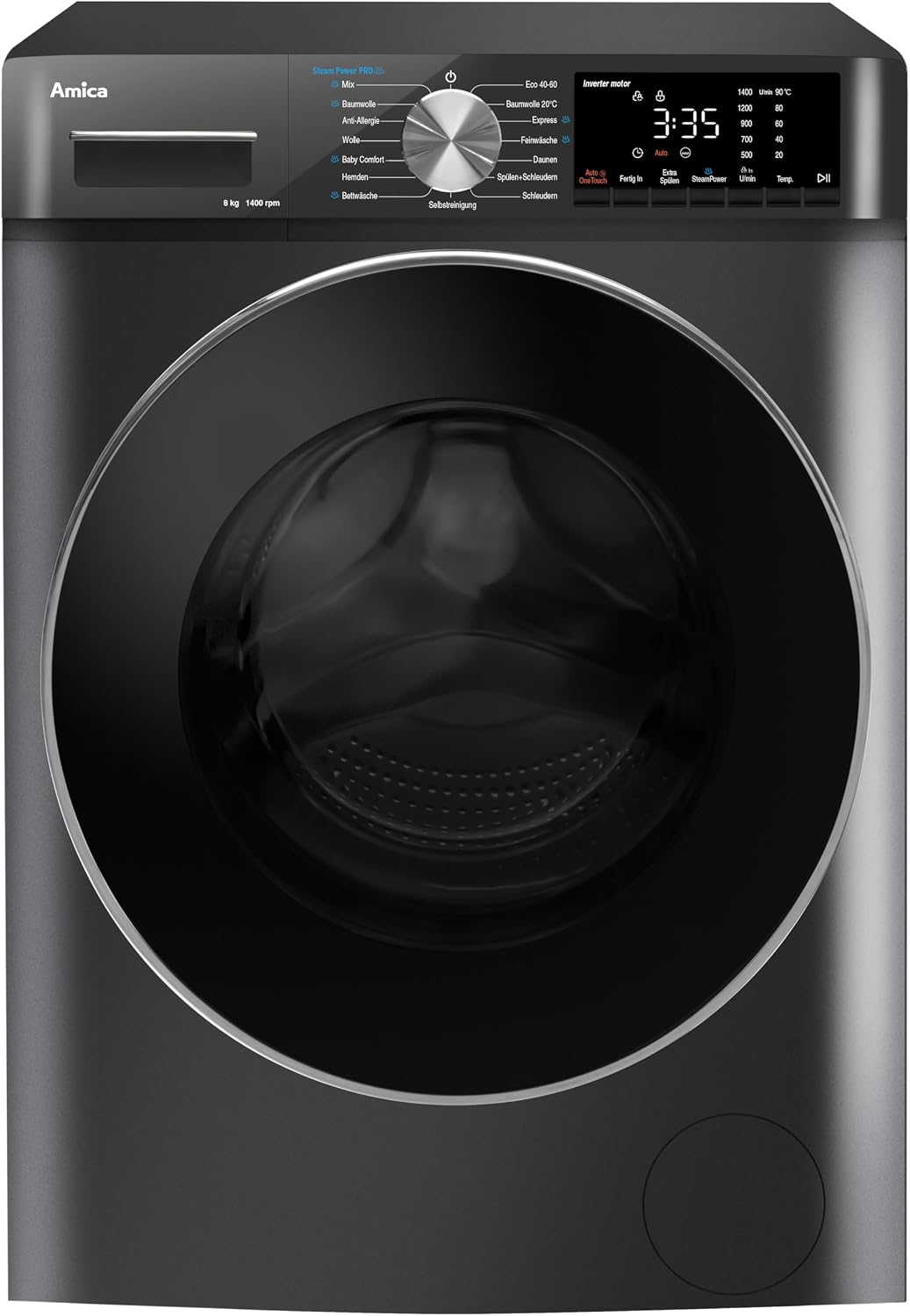 Amica WA 484 085 G Waschmaschine, dunkel Grau, Energieeffizienzklasse A