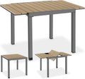 tectake Aluminium Gartentisch für 4-6 Personen, 80–120 x 80 x 74 cm, Belastbarkeit 160 kg, ausziehbar, pflegeleicht, Holzoptik, Outdoor wetterfest