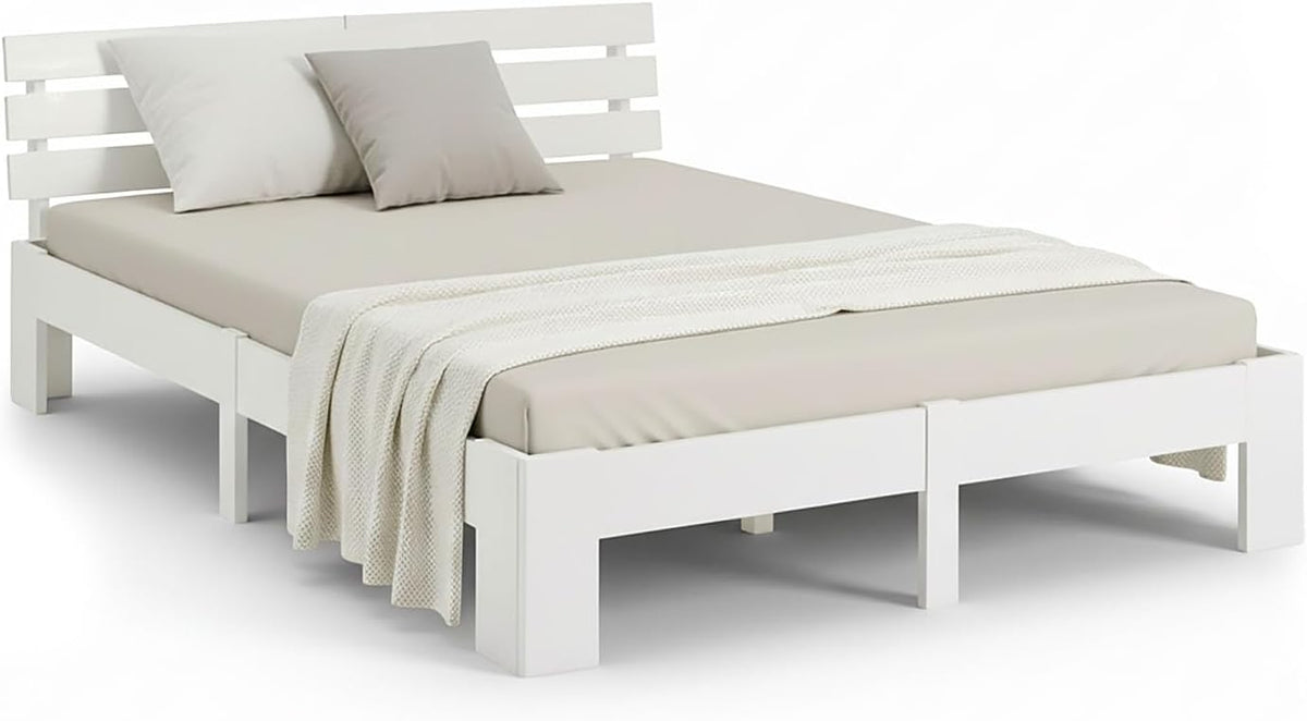 Homestyle4u Bett 180x200 Weiß Holz mit Lattenrost Holzbett 180 x 200 cm Doppelbett Massivholzbett Kiefer Bettgestell Schlafzimmer