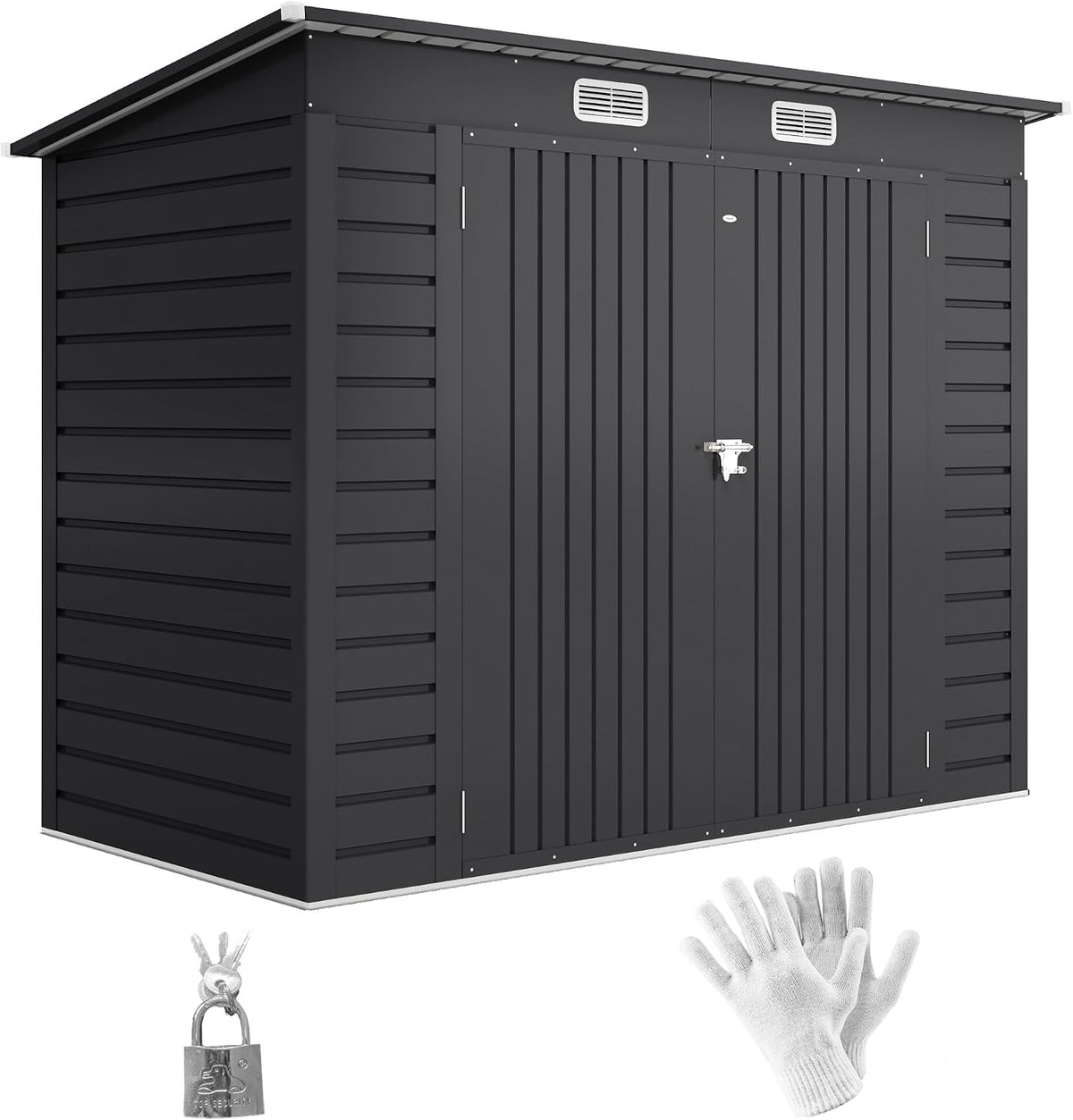 Outsunny Metall Gerätehaus 2,7 m² Pultdach Doppeltür 249x121x183cm Grau