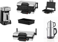 Multigrill, 2000W Elektro-Kontaktgrill, 340x220mm Grillplatten, 5-Stufen Temperaturregelung, für Lahmacun, Schwarz, Fleisch, Toast und Gemüse