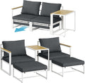 STEELSØN Asteri Sitzgruppe 5-teilig, Gartenmöbel Set mit 2 Sessel, 1 Tisch, Terrassenlounge für 2-4 Personen, 2 Hocker, inkl. Sitzpolster anthrazit