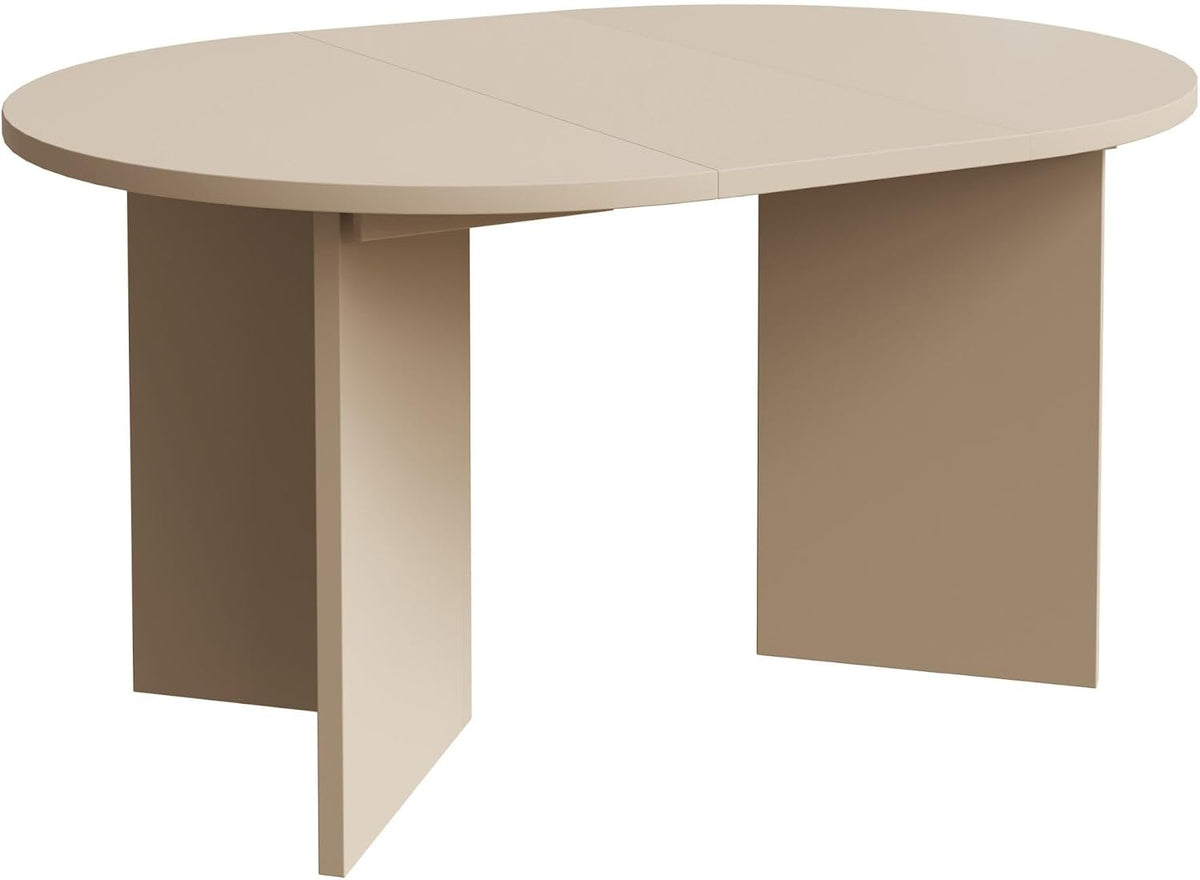 Selsey Ovaler Esstisch Ausziehbar, 110–190x110 cm, Runder Esstisch in Cappuccino, Laminierte Platte, ABS-Kanten, 2 Verlängerungen, Kugelführung