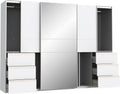 FORTE Winn 2 Schwebetürenschrank 270, moderner 2-türiger Schrank, Weiß mit Spiegel, 269,7 cm breit x 200,5 cm hoch x 61 cm tief, weißer Kleiderschrank