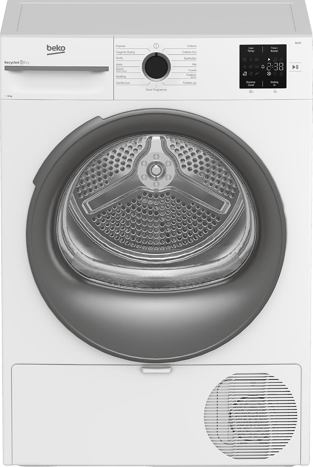 Beko BM3T30210W1 Wäschetrockner, 10 kg, Frontlader Wärmepumpentrockner, Hygiene Trocknen & Hygiene Auffrischen, kombinierter Filtermechanismus, Weiß
