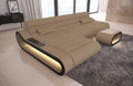 Sofa Dreams Ecksofa Concept lang, mit LED Beleuchtung, Ottomane/Mikrofaser/Ausrichtung wählbar (Ottomane Links, Schwarz-Cappuccino)