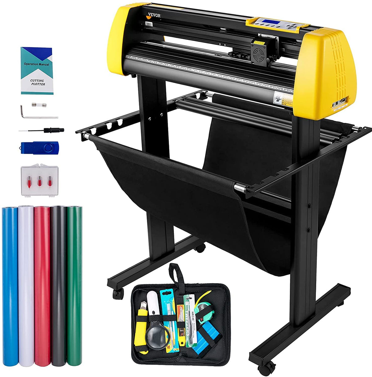 VEVOR Vinyl-Schneidemaschine, automatische Kamera Kontur Schneiden LCD-Bildschirm Drucker mit Stand einstellbare Kraft & Geschwindigkeit