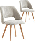 B&D home Esszimmerstühle Vicky 2er Set, Polsterstühle aus Cordstoff Grau, modern-Landhaus Design für Küche, ergonomische Sitzschale, Holzbeine Natur