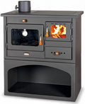 Prity 1P34 Holzofen mit Backofen, linksöffnend, Türscharnier links, Gusseisen-Oberseite, CE-zertifiziert, Festbrennstoffkocher
