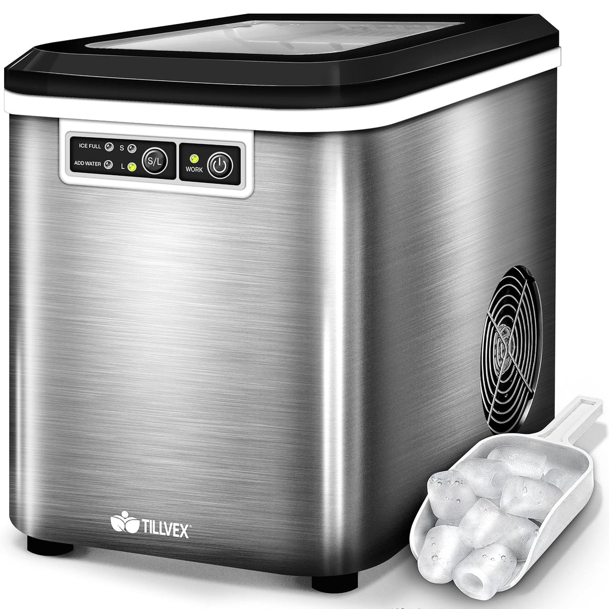 tillvex Eiswürfelmaschine Edelstahl 12 kg, 24 h