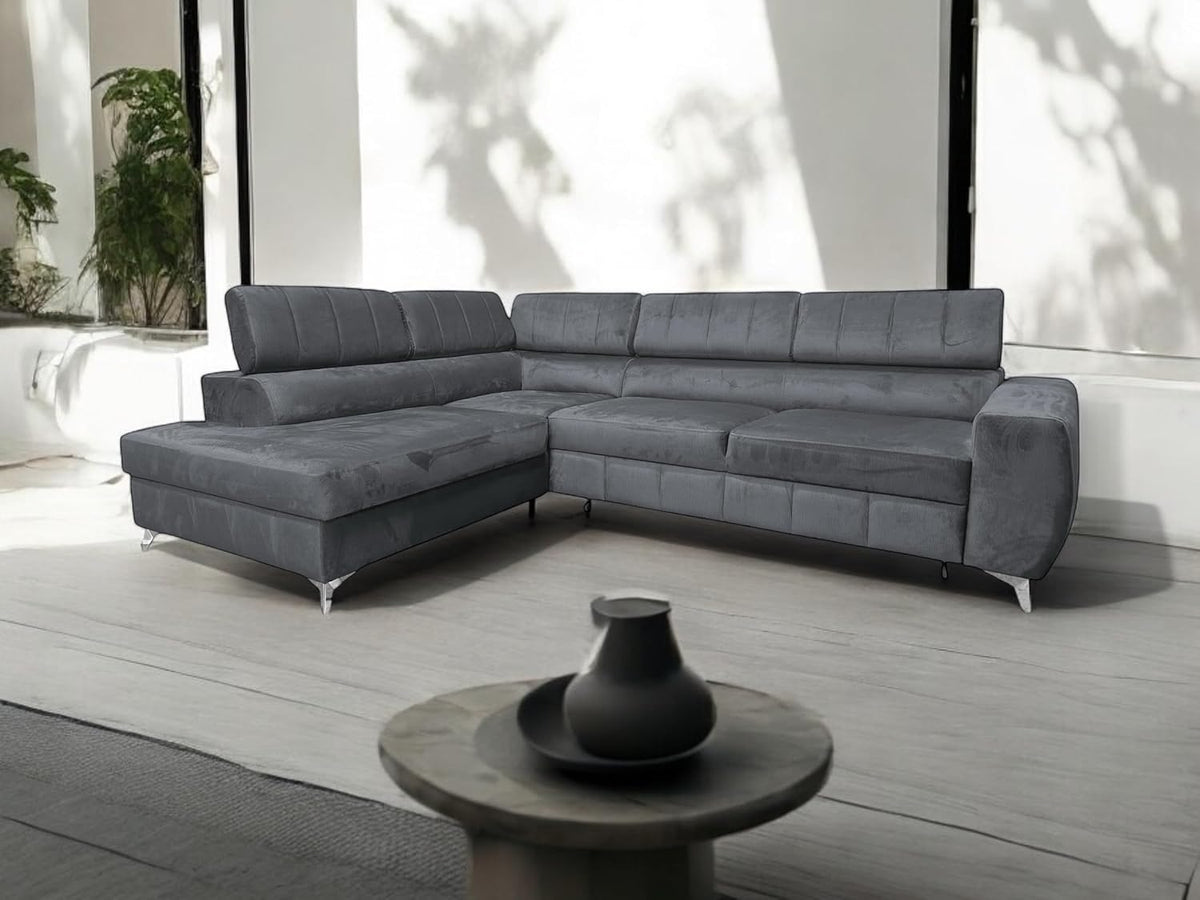 Ecksofa mit Schlaffunktion LONDON L-Form, Sofa Couch mit Bettkasten, Sofa Couch mit Schlaffunktion und Bettkasten