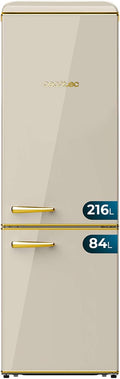 Cecotec Kühlschrank Kombi 2 Türen Retro 300 L Bolero CoolMarket Kombi Origin 300 Beige E Höhe 191,5 cm 60 cm Breite Temperaturregelung Chromgriff