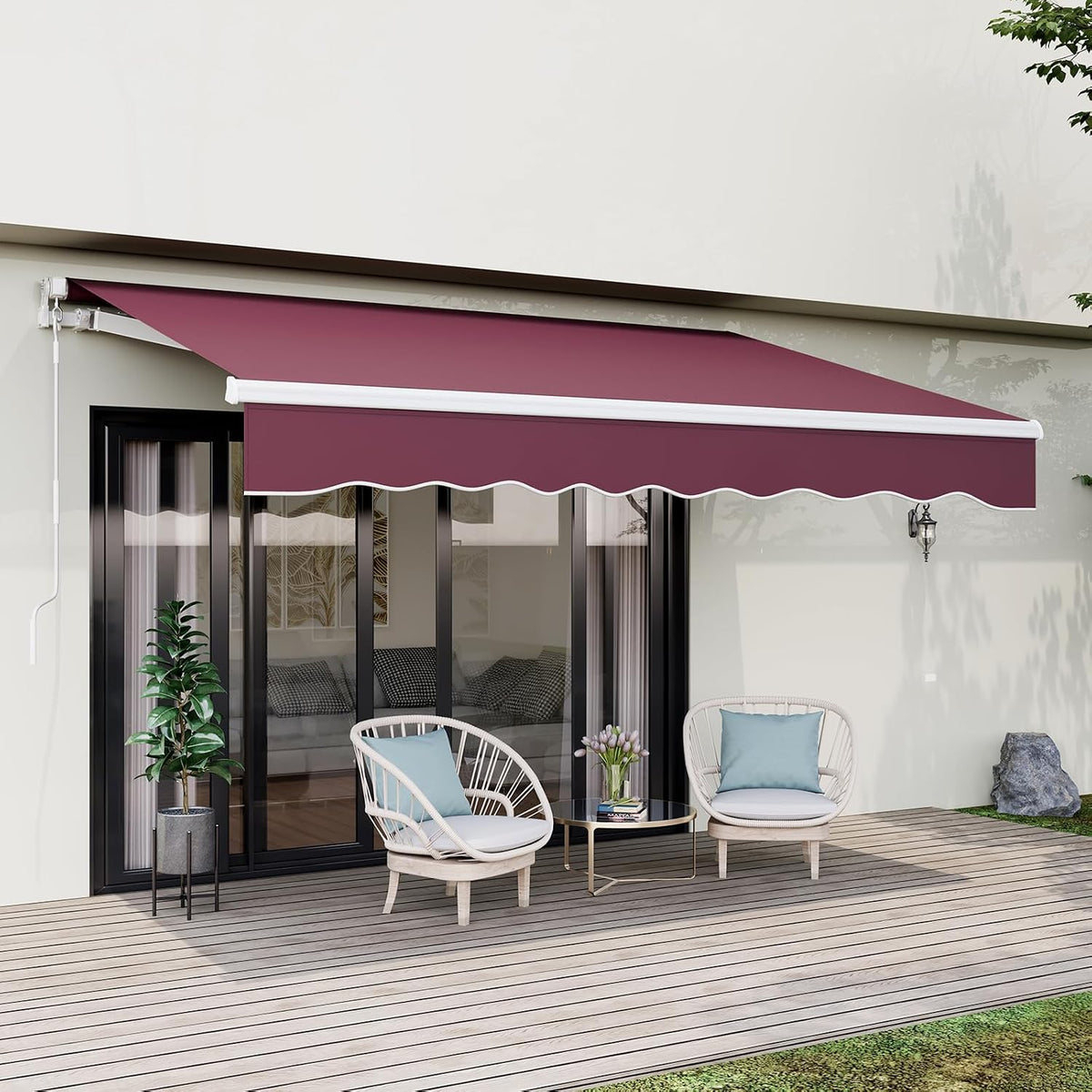 Dripex Markise 300 x 250 cm Manuelle Gelenkarmmarkise Wasserdicht und Sonnenschutz, Sonnenmarkise für Terrasse Balkon, Terrassenmarkise Größen wählbar
