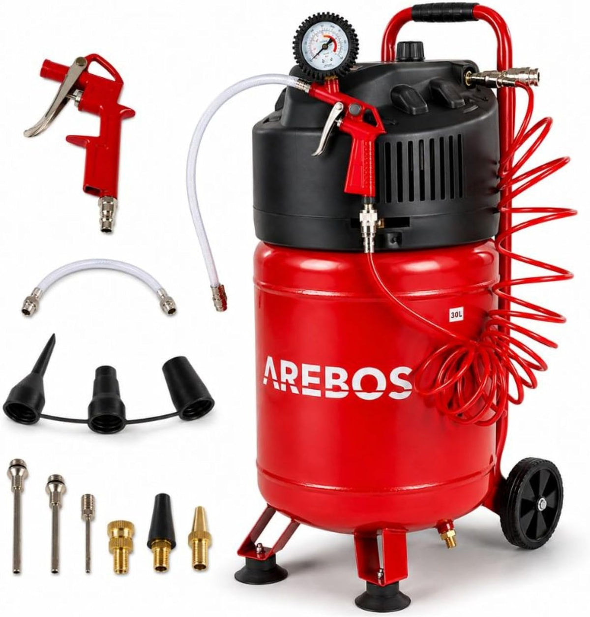 Arebos Druckluftkompressor, 6 L, Kompressor, 8 Bar, Ölfrei Leise