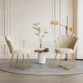 Hawthyhome 2er-Set Schminktisch-Stühle aus Samt, Goldgestell, Beige