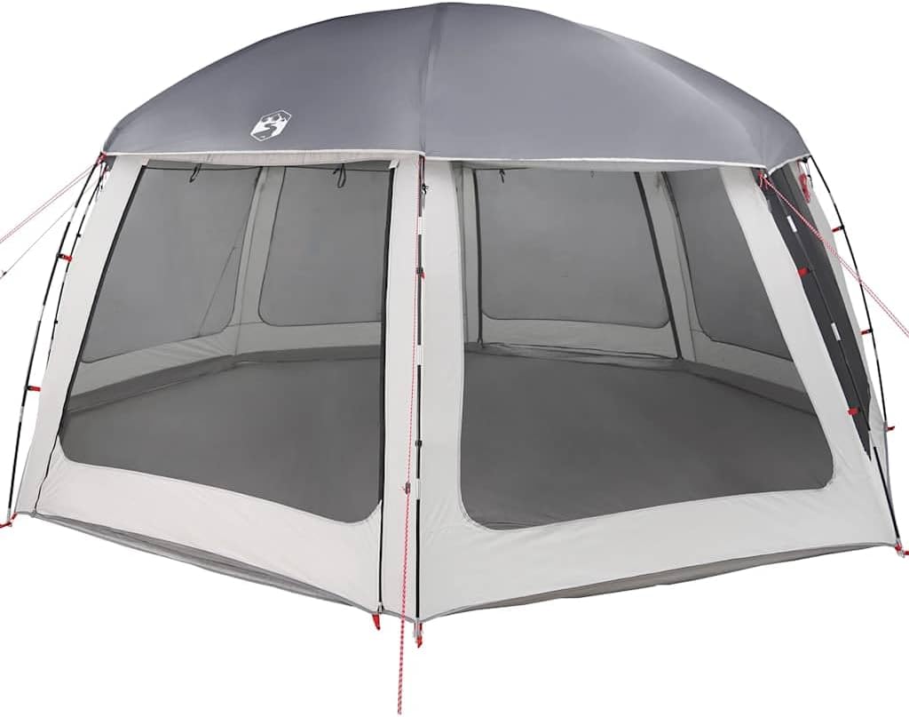 vidaXL Poolzelt mit abnehmbarem Überzelt Netzwänden Grau 612x612cm