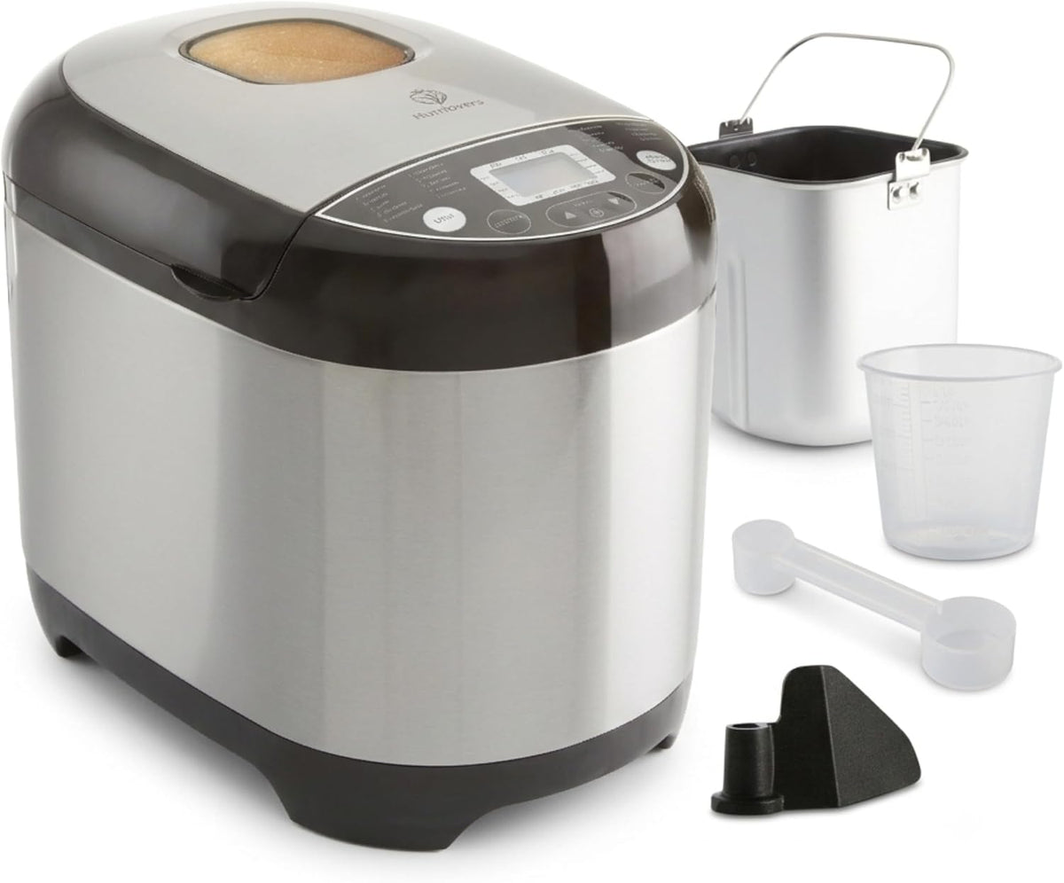 Nutrilovers NUTRI-BREAD-MAKER Edelstahl Brotbackautomat mit 19 Programmen, 3 Brotgrößen (500g, 750g, 1000g) inkl. Rezeptbuch, 3 Bräunungsstufen, Timer