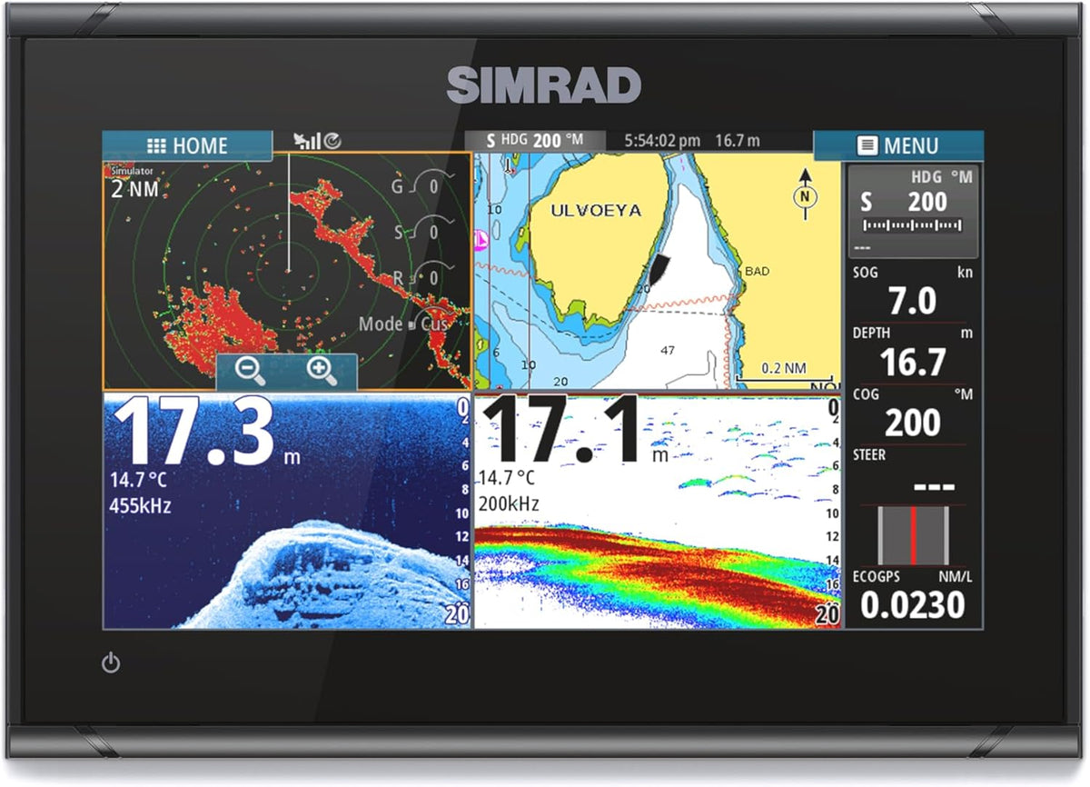 Simrad GO9 XSE Con Transductor Montaje in Espejo de Popa Med/Hi Downscan y amp; Cuadro de descubrimiento C-Map