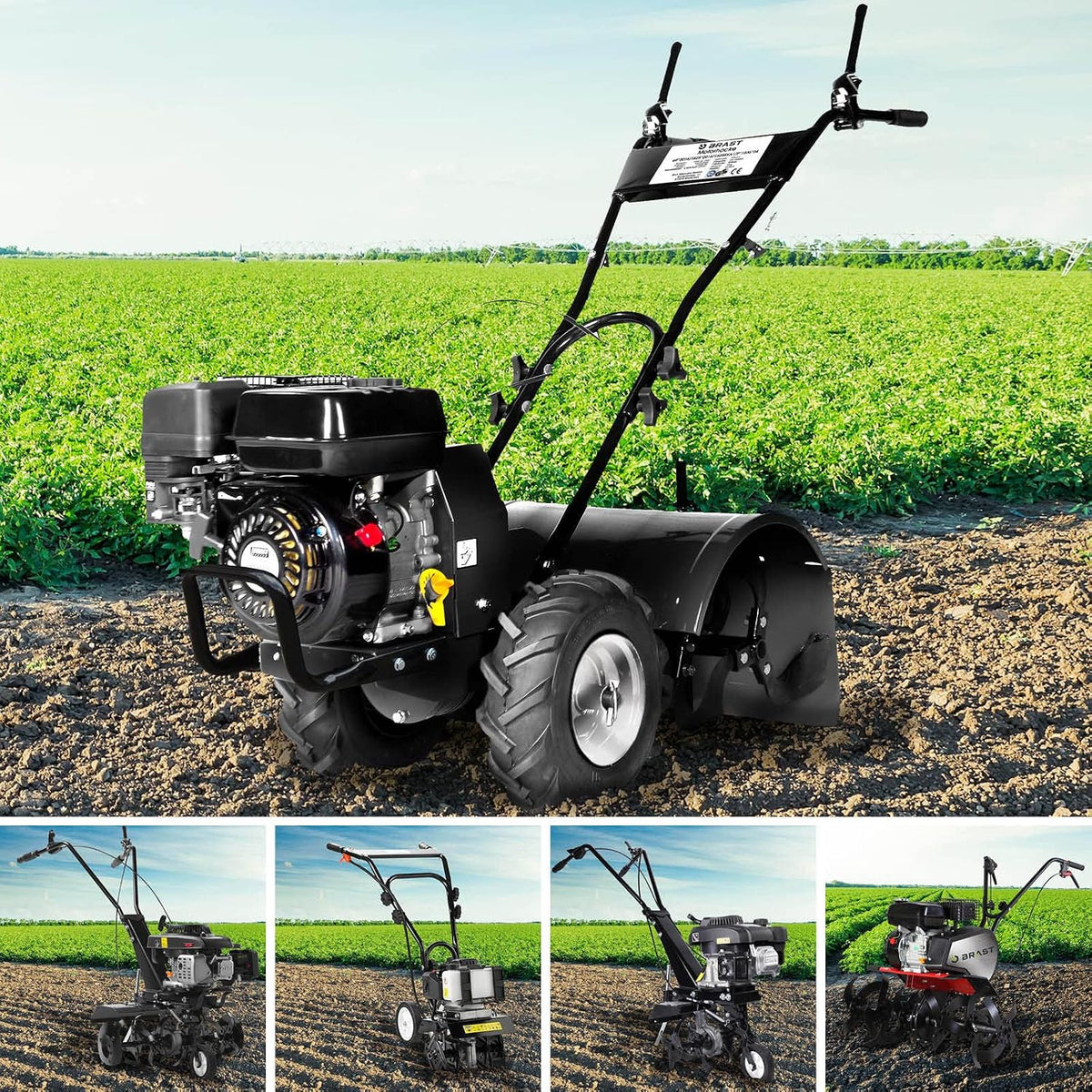 BRAST Motorhacke Gartenfräse Benzin, 1,9kW(2,6PS)-5,15kW(7PS), 25-85cm Arbeitsbreite, für kleine bis sehr große Grundstücke, 6 Modelle