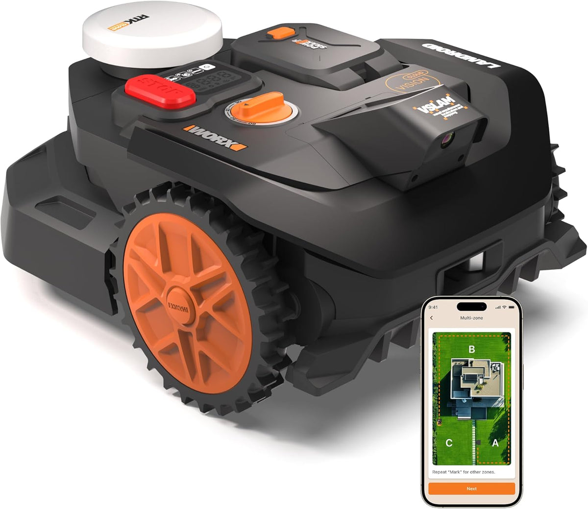 WORX Landroid Vision Cloud WR304E 2WD Mähroboter ohne Begrenzungskabel für 400 m²