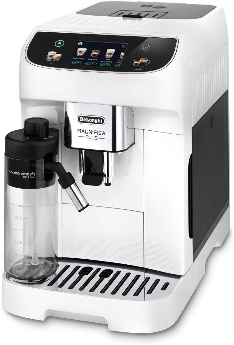 De'Longhi Magnifica Plus ECAM320.60.W, Vollautomatische Kaffeemaschine mit LatteCrema Hot für Automatischen Cappuccino, 4 Rezepte, Extra-Shot Funktion