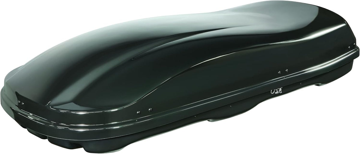 Farad Marlin Dachbox 680L schwarz metallic mit Lifter, 3-Punkt-Zentralverriegelung mit Sicherheitsschlüssel, Doppelter Seitenöffner, TÜV-GS Zulassung
