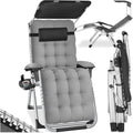 tectake Sonnenliege klappbar, Relaxliege belastbar bis 200kg, Outdoor Sessel für Balkon oder Garten, Gartenliege mit Sonnendach, Liegestuhl, hellgrau