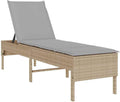 vidaXL Sonnenliege mit Auflage Beige 55x200x44 cm Poly Rattan