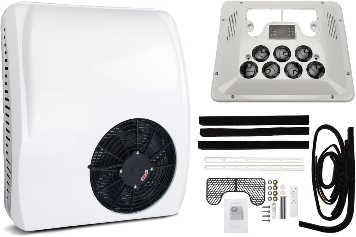 12V Roof RV Air Conditioner, Heat and Cool, Electric Rooftop AC Unit dc Appliances for RV Camper Truck Semi-truck Mini Van Marine Car
