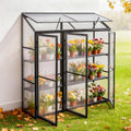 Aluminium Anlehngewächshaus Beistell Tomatengewächshaus klein Gewächshaus Dreitürig Treibhaus 190x55X180 cm schwarz