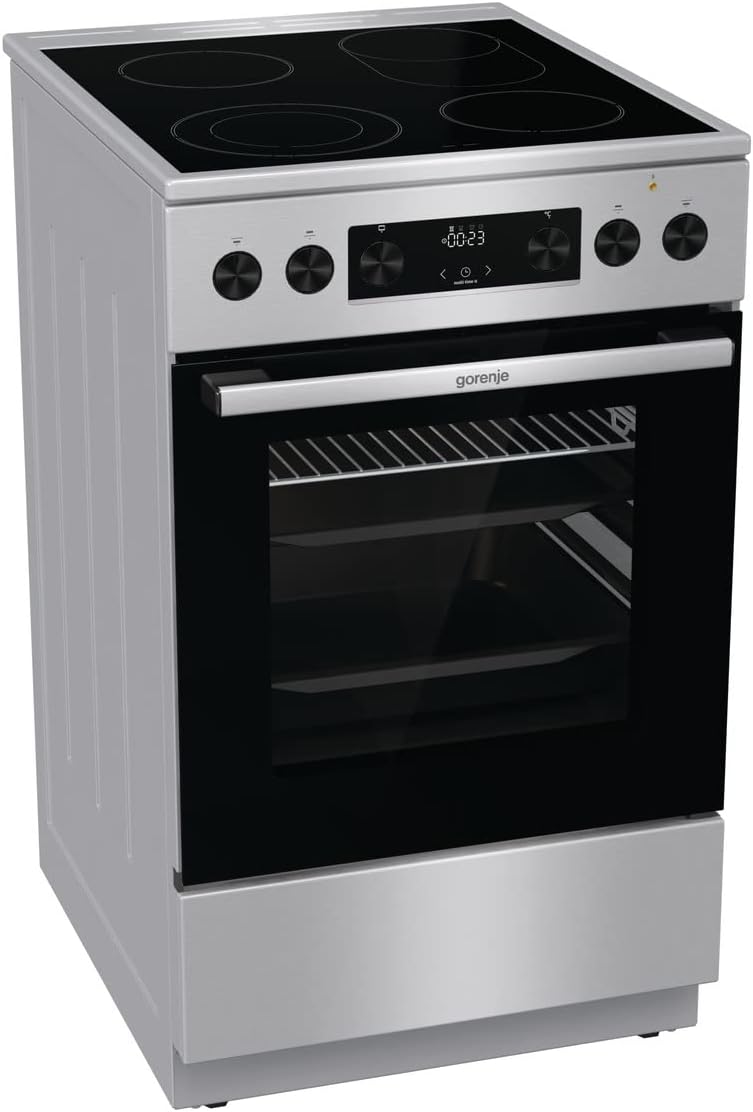 Gorenje GECS5C70XPA Elektro-Standherd mit Glaskeramik-Kochfeld/50cm/70 Liter/GentleClose/Schnellaufheizung/AirFry/ExtraSteam/Pizzamodus